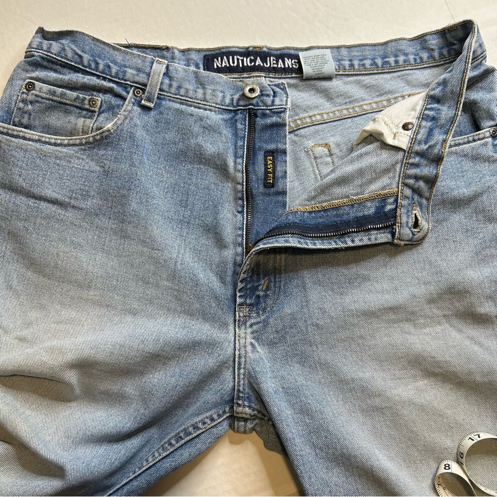 Men Vintage Nautica 36x32 Easy Fit Distressed Blue Jeans - Picture 4 of 16